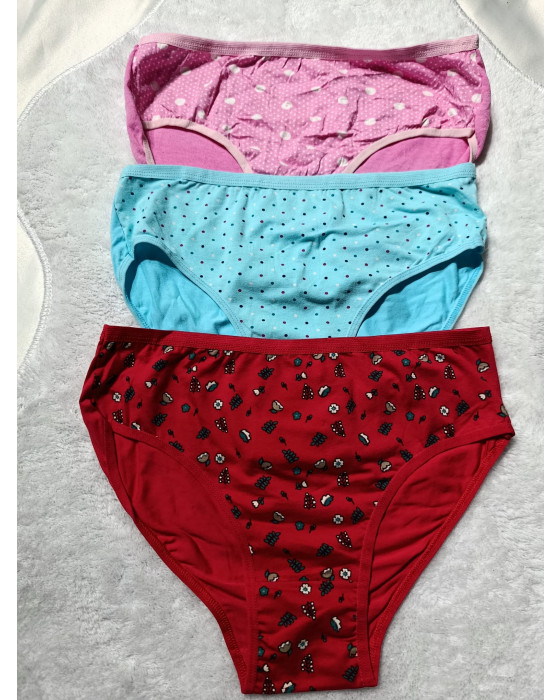 Tutku 3'lü Kadın Desenli Slip – Tek Beden Pamuklu Külot Seti